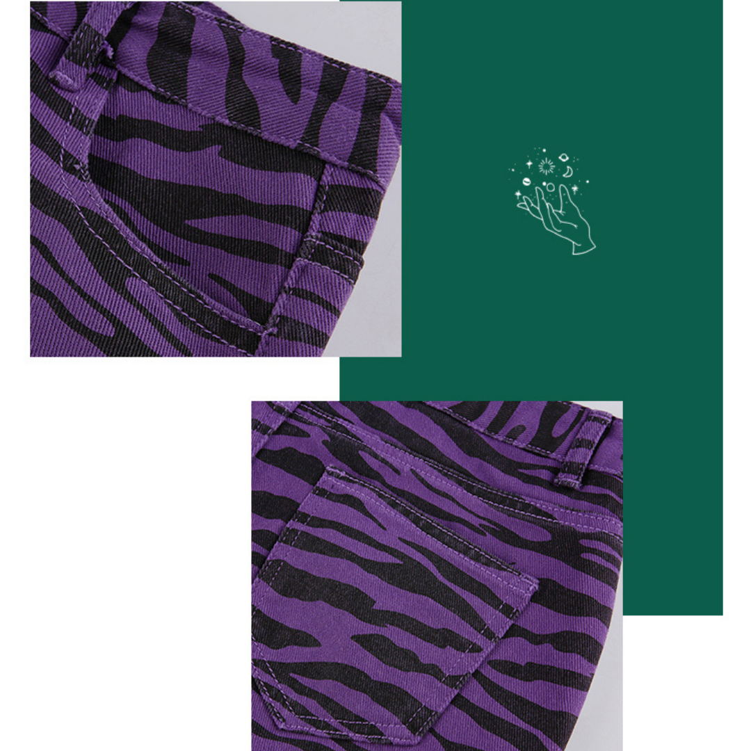 Zebra pattern denim skirt