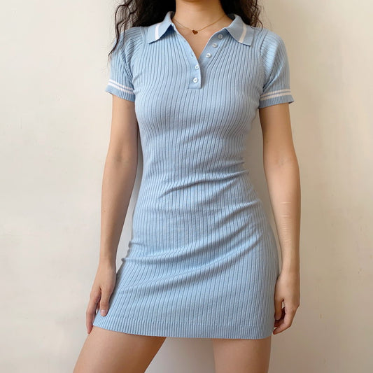 Pastel Short-Sleeve Polo Dress