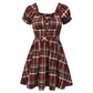 Vintage Tartan V-Neck Dress