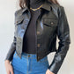 Lapel Short PU Leather Jacket