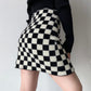 Black and White Checkerboard Velvet Knit Skirt