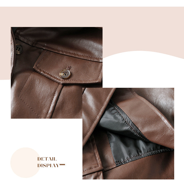 Lapel Short PU Leather Jacket