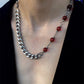 Unisex Red bead splicing Cuban necklace