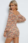 Floral Long-Raglan Sleeve Bodycon Mini Dress
