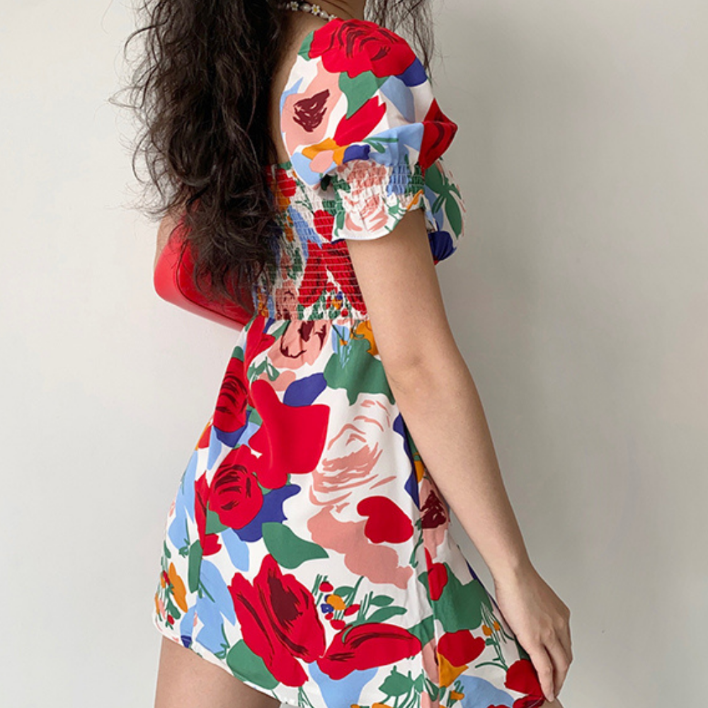 French Floral Mini Dress